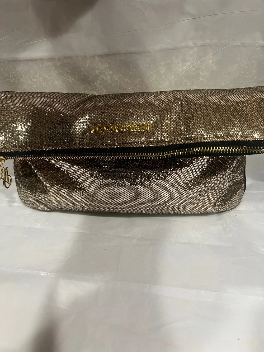 Victoria's Secret Gold Sequin Cosmetic Pouch